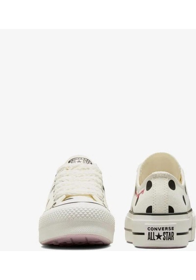 Converse Chuck Taylor All Star Lift Polka Dots Kadın Krem Platform Sneaker-6618 Krem