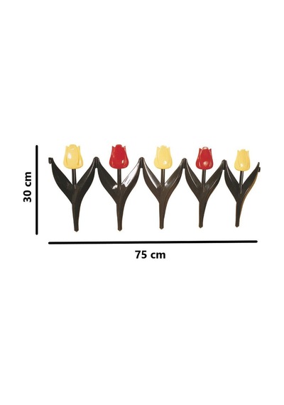 Omnipazar Sy-5996 Lale Plastik Bahçe Çiti 30x75 Cm 4'lü Set Sarı-kırmızı
