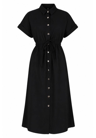 Double E-019 Siyah Kadın Elbise 27kd52000108