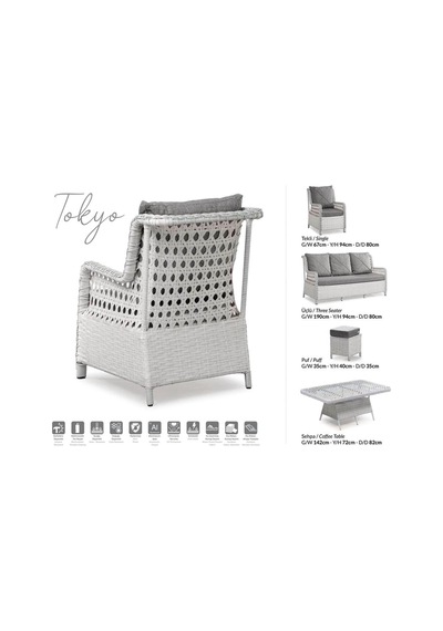 Diesse Home Tokyo Rattan Ekru Bahçe Mobilyası Kahverengi