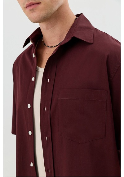 Antioch Boxy Fit Erkek Gömlek Bordo