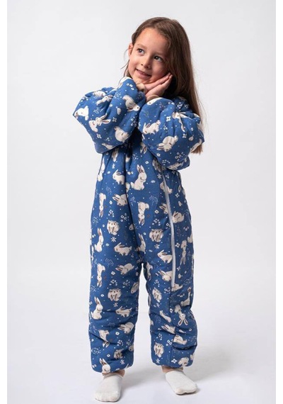 Babyhola 2.5 Tog Yorgan Gerektirmeyen Kalın Elyaf Dolgulu Çocuk Uyku Tulumu Pamuk Astarlı Unisex 6020 Lacivert
