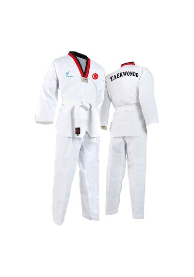 Ay Yıldız Baskılı Pum Yaka Taekwondo Elbisesi Dobok Tekvando Elbisesi Beyaz
