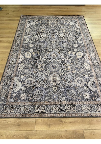 Çam Halı Anatolia 32-051 Etnik Eskitme Desenli Dokuma Tabanlı Yıkanabilir Şönil Salon Ve Oda Halısı Antrasit 2