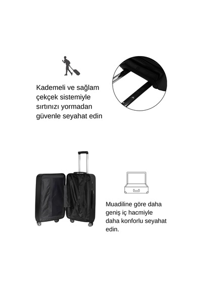 Louisiana Polo Orta Boy %100 Polikarbon Valiz Siyah 1815