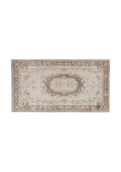 El Dokuması Vintage Yün-pamuk Bej Halı 5736 115 X 215 Cm