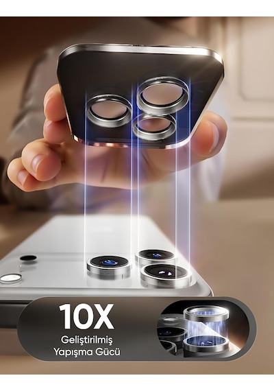 İphone 16 Pro-16 Pro Max/17 Pro-17 Pro Max İle Uyumlu Kolay Kurulum Aparatlı Alüminyum Alaşım Çerçeveli Ve 9h Sertliğinde Temperli Camlı Lens Koruyucu Gümüş, Lens Glass