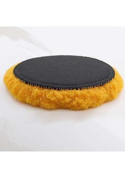 Sarı Renk 1 Adet Orta Sert Koyun Kuzu Postu Pedi Ø 125 Mm Pasta Cila Polisaj Cırt Tabanlı Yün