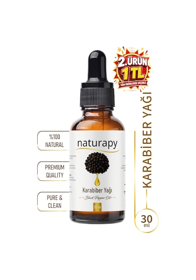 Karabiber Yağı Black Pepper Oil Soğuk Sıkım Sabit Yağ 30 Ml Damlalıklı Cam Şişe