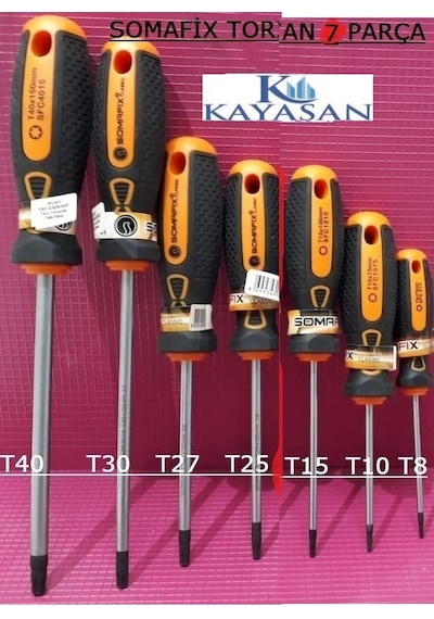 Somafix Torx Uçlu Tornavida Takımı T 8-T10-T15-T25-T27-T30-T40 To