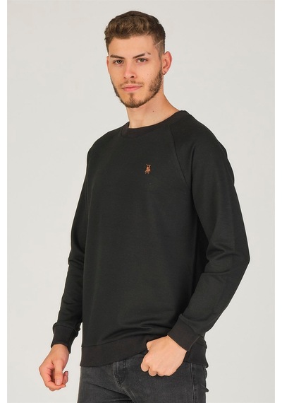 V4003 Dewberry Reglan Kol Erkek Sweatshırt-siyah Siyah