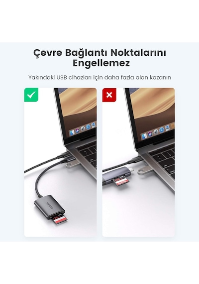 Ugreen Type-C to SD ve Micro SD Kart Okuyucu Adaptör