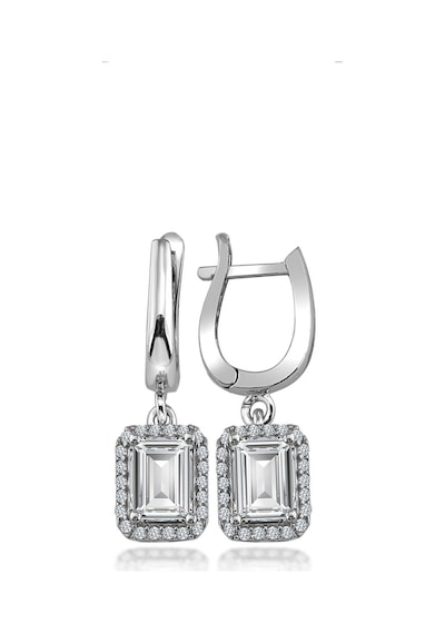 Swarovski Taşlı Baget Kare Gümüş Küpe Set Sertifikalı Qr Kod