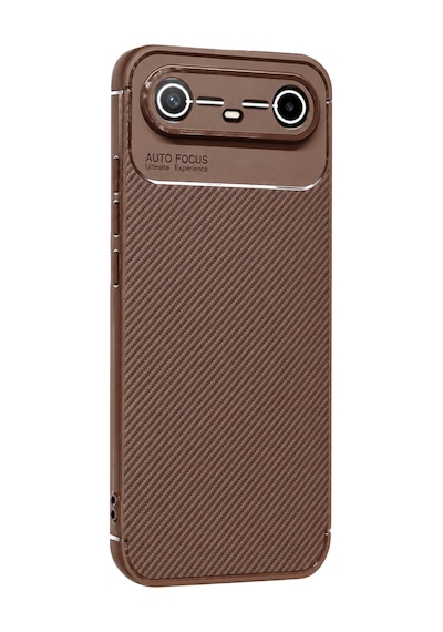 Uryport Tecno Spark Slim 5g Auto Focus Karbon Kapak - Kahverengi