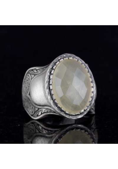 Doğal Taş Yüzük, 925 Ayar Gümüş Yüzük, Limon Topaz Gümüş