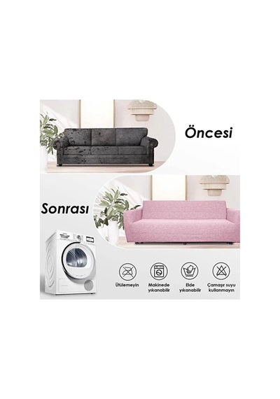 Jakarli 3+3+1+1 Lastikli Koltuk Kılıfı Esnek, Leke Tutmaz, Pudra - 815954100 Pudra
