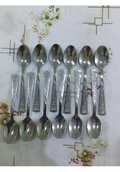 Çay Kaşığı Paslanmaz Çelik Duman Mor Kutu 12'li