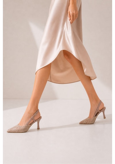 Lebibe Shoes Lısa Kadın Pudra Sivri Burun 7 Cm Topuklu Çiçek Dantel Desenli Rugan Slingback Ayakkabı Lebibe Shoes Lısa Kadın Pudra Sivri Burun 7 Cm Topuklu Çiçek Dantel Desenli Rugan Slingback Ayakkabı