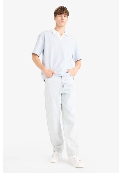 Defacto Dokulu Boxy Fit Polo Tişört F8351AX25AU