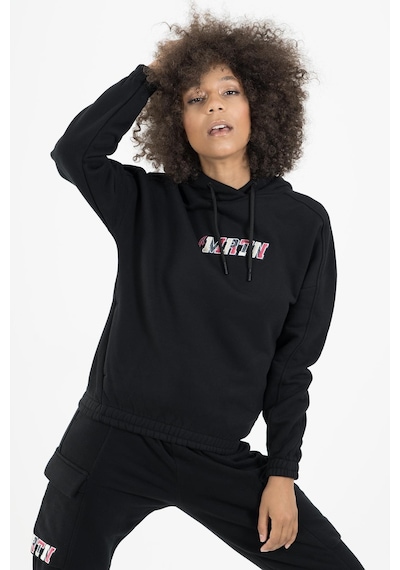 Maraton Sportswear Comfort Kadın Kapşonlu Uzun Kol Basic Siyah Sweatshirt 22973-siyah Siyah
