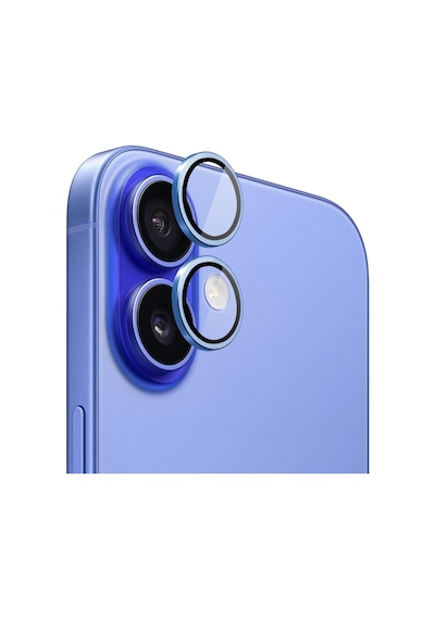 Apple iPhone 16 Tekli Kamera Lens Koruma Camı Mavi iPhone 16 İle Uyumlu Kamera Koruyucu Film - Mavi Diğer