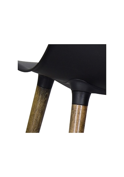 Vilinze Eames Kestane Ahşap Ayak Plastik Siyah Sandalye Eames-beyaz Siyah - Kestane