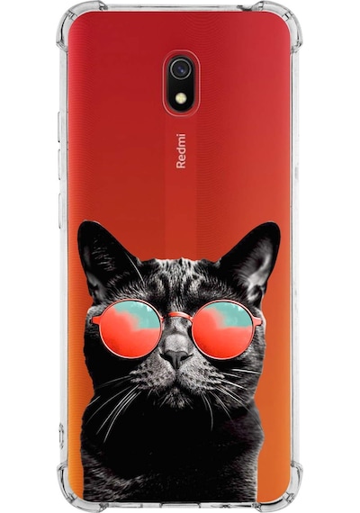 Xiaomi Redmi 8a Uyumlu Kedi 3 Baskılı Şeffaf Köşe Korumalı Antişok Kılıf