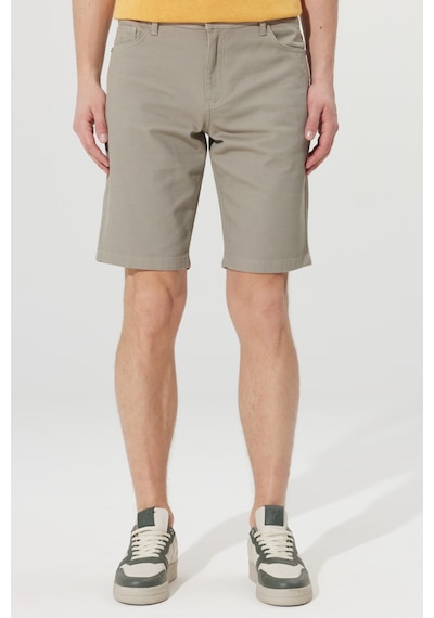 Ac&Co / Altınyıldız Classics Erkek Hakı Slim Fit Dar Kesim 5 Cep Armürlü Şort
