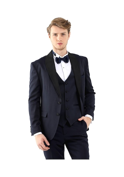Dufy Lacivert Erkek Slim Fit Sivri Yaka Smokin Takım - 92417 Lacivert