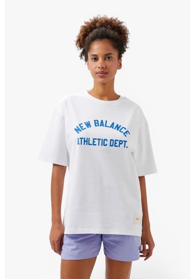 New Balance Nb Lifestyle Men Tshirt Erkek Beyaz T-shirt - Mnt1519
