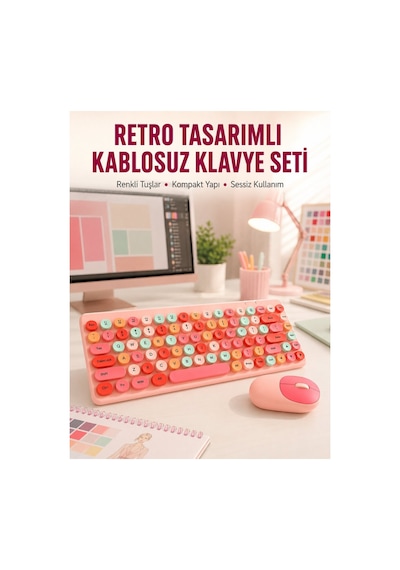 Renkli Retro Tuş Takımlı Klavye 3 Cihaz Bağlantısı Medya Kısayol Tuşlar - Alkglb7968-1 Renkli Diğer Renkli Retro Tuş Takımlı Klavye 3 Cihaz Bağlantısı Medya Kısayol Tuşlar - Alkglb7968-1 Renkli Diğer