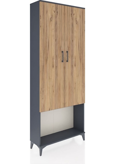 Arges Dolap 4 Raflı 2 Kapaklı 88x30x221 Antrasit-çam Antrasit