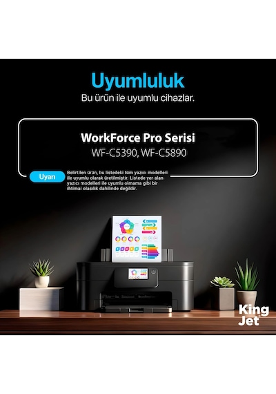 Kingjet Epson Uyumlu Wf-c5390 Standart Kapasiteli 4 Renk Takım Çipli Uyumlu  Kartuş