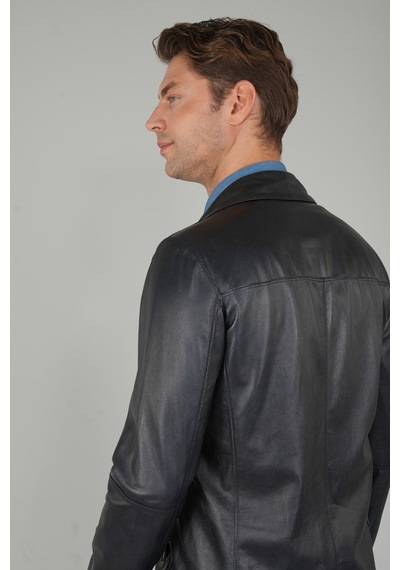 Bisse Lacivert Regular Fit Deri Gerçek Mont Dm25y25002 D39