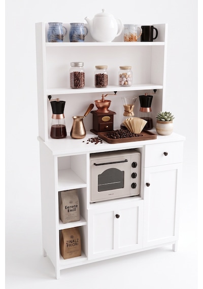 Dapira Kahve Köşesi Coffee Bar Dolabı Çekmeceli Raflı Mutfak Servis Dolabı Beyaz Parteka Dapira Kahve Köşesi Coffee Bar Dolabı Çekmeceli Raflı Mutfak Servis Dolabı Beyaz Parteka