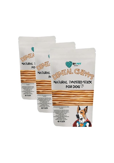 Naturel Burgu Çubuk Köpek Ödül Ve Çiğnemi Kemiği- 40 Adet Maxi Paket 3 Paketi