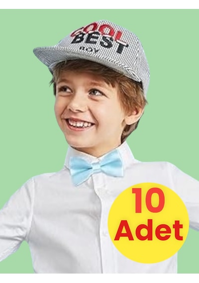 Tezzgelsin Erkek Çocuk Saten Papyon 10 Adet Bebe Mavi