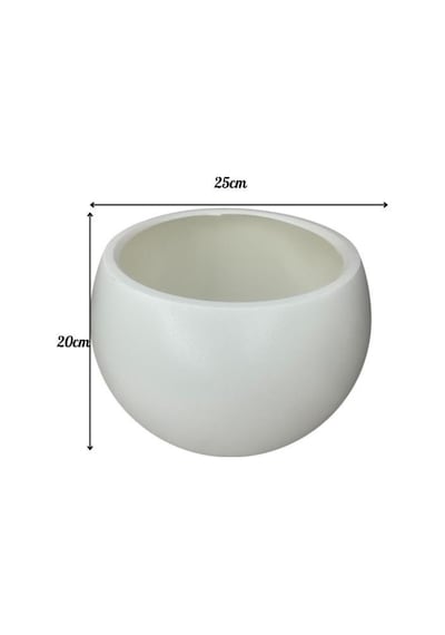 Küre Yuvarlak Top Vazo Dekoratif Saksı Beyaz 25 20cm