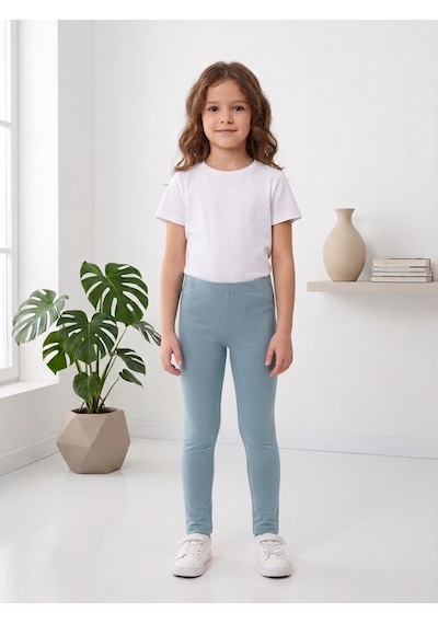 Merdia Kids Kız Çocuk 7'li Tayt Çok Renkli Pamuklu Mevsimlik Likralı Siyah