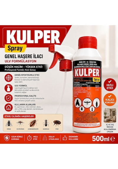 Kulsan Kulper Sprey Genel Haşere Ilacı Sivrisinek-karasinek-karınca-kene-tahtakurusu-hamamböceği