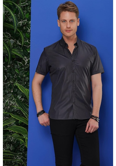 Efor Gk 684 Slim Fit Antrasit Klasik Gömlek Antrasit