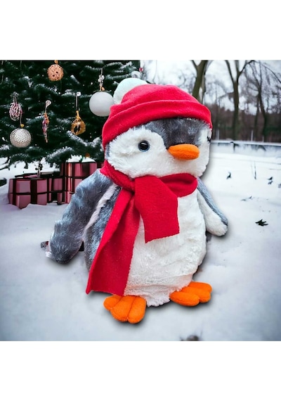 Toyzz 40 Cm Peluş Pingu Penguen Kırmızı Şapkalı Peluş Oyuncak Uyku Arkadaşı