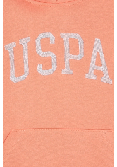 U.S. Polo Assn. Kız Çocuk Somon Kapüşonlu Basic Sweatshirt 50296388-VR047