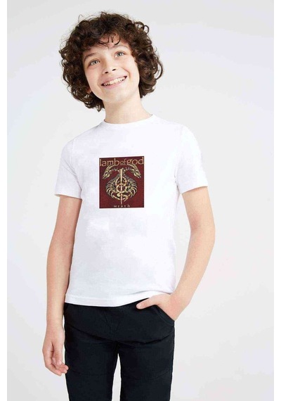 Tshirthane Lamb Of God Bordo Wrath Baskılı Unisex Çocuk Beyaz T-Shirt