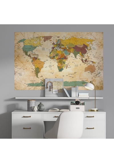 Plustablo Modern Şık Okul Ve Eğitim İçin Uygun Dünya Haritası Duvar Sticker 70x105 Cm. Diğer