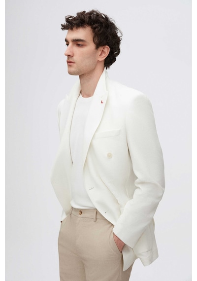 D's Damat Ds Damat Slim Fit Ekru Armürlü Kumaş Ceket 4hc04vh024882 Ekru