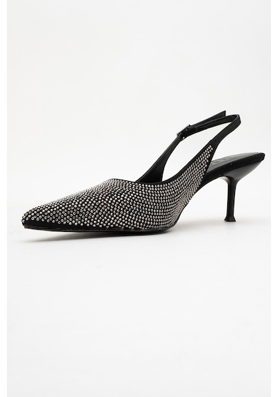 Luvishoes Luvi Shoes Novs Siyah Taşlı Kadın İnce Topuklu Abiye Ayakkabı Siyah - Taş