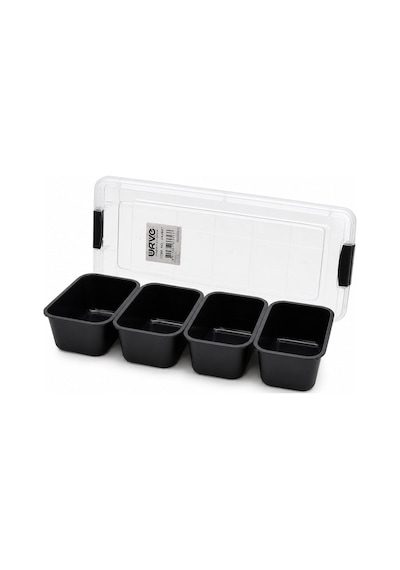 Urve Ur-3657 Dikdörtgen Bölmeli Saklama Kab 35x7cm Şeffaf Kutu Siyah Bölme Diğer