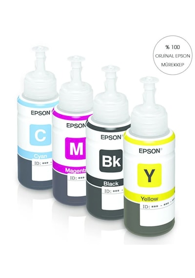 Epson T664  4 Renk Mürekkep Seti Siyah, Mavi, Kırmızı, Sarı - L110 L220 L382 L3050 L3060 Uyumlu