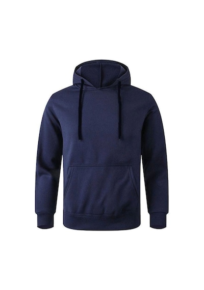Erkek 3 İplik Pamuklu Kapüşonlu Cepli Oversize Hoodie Sweatshirt - Lacivert